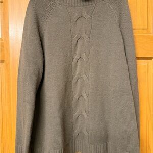 Garnet Hill Women's green 100% cashmere Cowl Neck Sweater